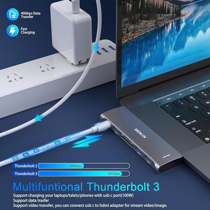 USB C Adapter for MacBook Pro/Air M1 M2 2021 2020 2019 2018, MOKiN Hub MacBook - Image 5