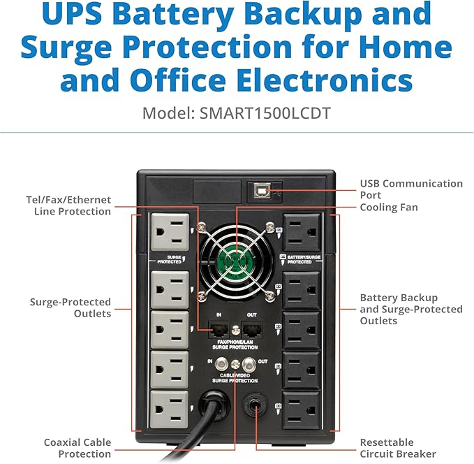 Eaton Tripp Lite Series SMART1500LCDT 1500VA UPS Battery Backup Computer - Image 2