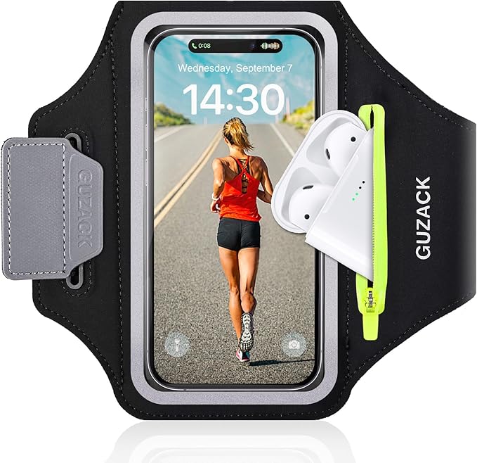 GUZACK Running Armband for iPhone 16 15 14 13 Pro Max, Galaxy S25 S24 S23 S22 by GUZACK