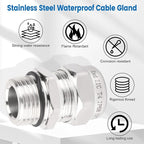 2 Pcs 1/2" NPT Stainless Steel Waterproof Cable Gland, IP68 Waterproof - Image 4