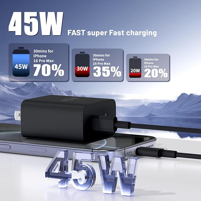 Super Fast Samsung Charger Type C, 45W Dual Port USB C Fast Charger Block & - Image 2
