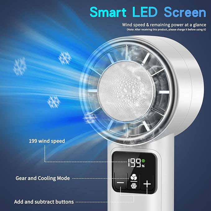 Handheld Turbo Fan with Ice Cooler, Rechargeable Personal Fans, 1-199 - Image 4
