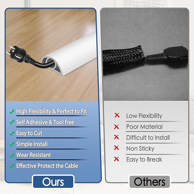 Floor Cord Cover for Wires on Floor Self Adhesive Cord Hider Floor Cable - Image 3