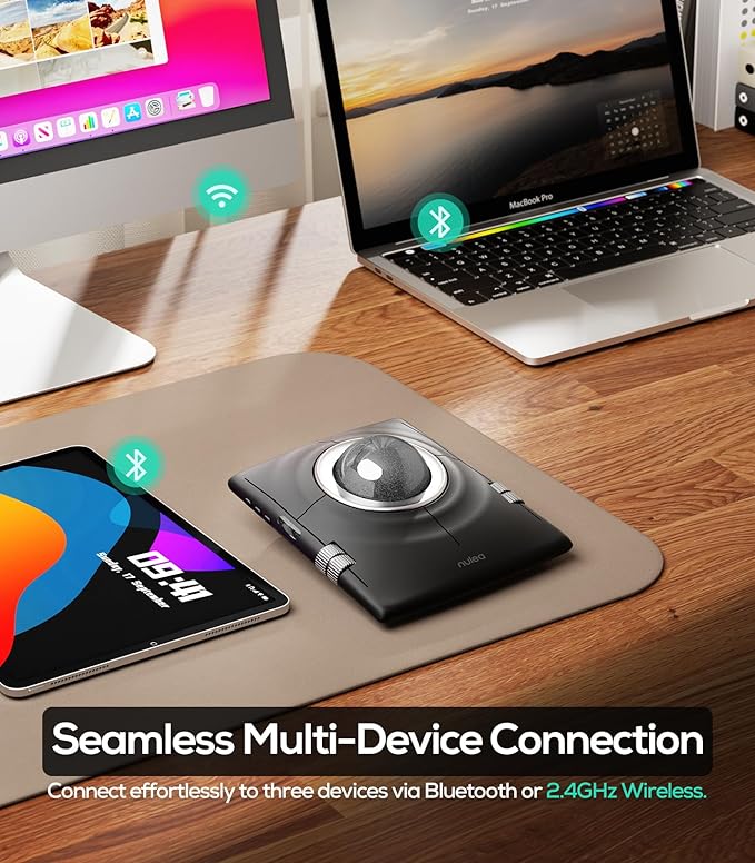 Nulea Wireless Trackball Mouse, Ergonomic 55mm Trackball, Adjustable DPI - Image 4
