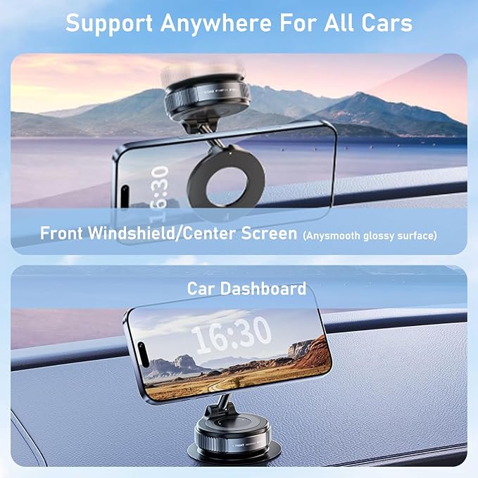 Vacuum Magnetic Phone Holder, 360° Adjustable Magnetic Car Mount, Foldable - Image 5