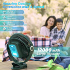 12000mAh Clip on Fan 30H Longest Runtime, 8in Portable Fan Rechargeable - Image 3