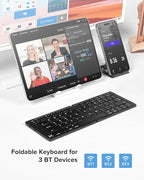 DeLUX Foldable Bluetooth Keyboard, Wireless Portable Travel Keyboard - Image 2