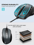 TECKNET USB Wired Mouse, 6-Button Corded Computer Mouse - Image 7