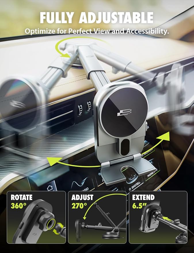 Bracketron MagAlign Extend 15W Magsafe Car Mount Charger, Magnetic Car Phone - Image 5