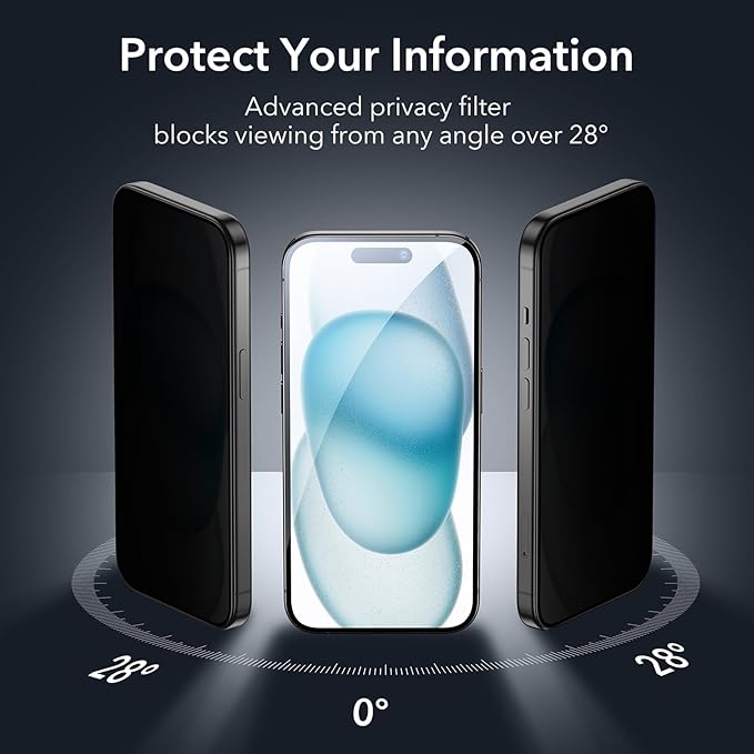 ESR 3+1 Pack for iPhone 15 Plus Privacy Screen Protector Set, Anti-spy - Image 2