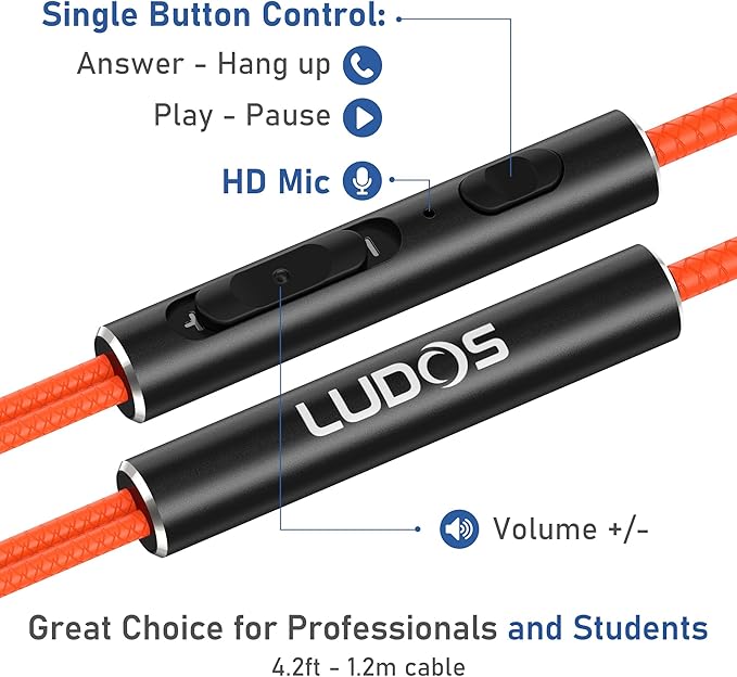 LUDOS Ultra Wired Earbuds in-Ear Headphones, 5 Years Warranty, Earphones - Image 3