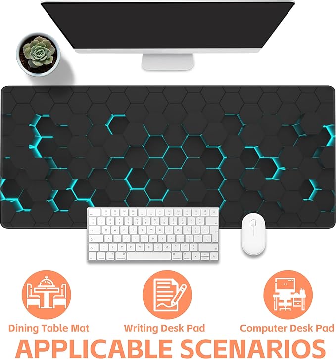 Mouse Pad Large Abstract Hexagonal Neon Non-Slip Game Desk Mat - Image 4