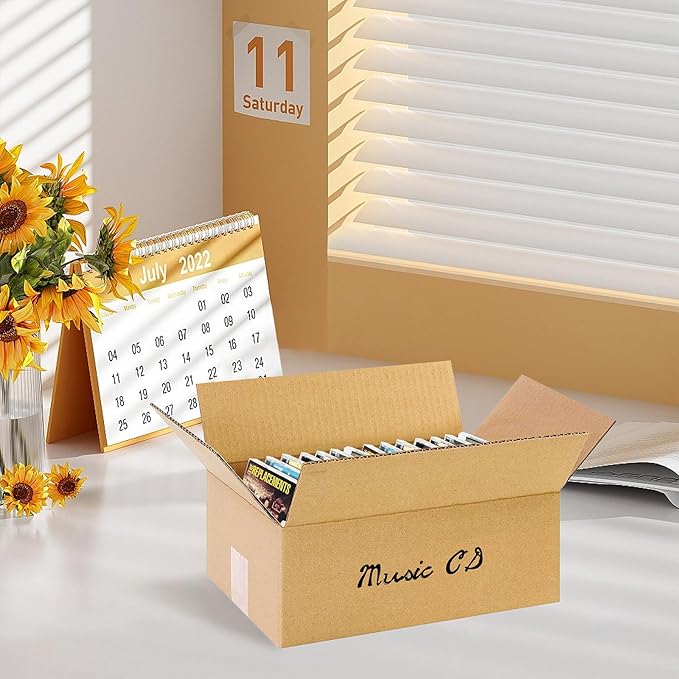 10 PCS Cardboard CD Storage Box, 11 x 5.9 x 7.5 Inch Boxed DVDs Organizer Shelf - Image 5