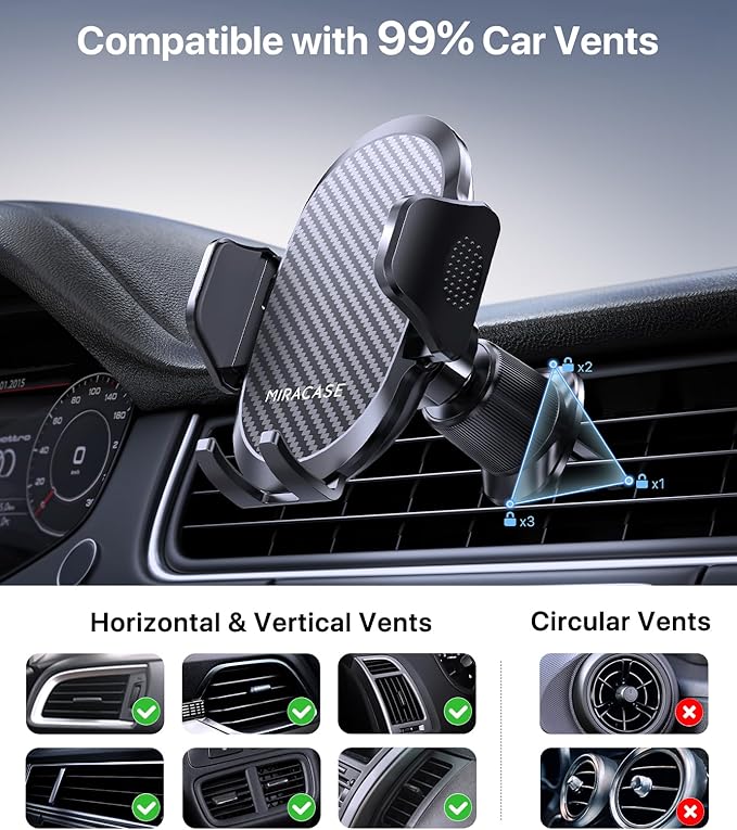 Miracase Phone Holders for Your Car, Universal Cell Phone Car Mount, 3-in-1 - Image 4