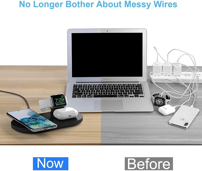 Seacosmo Wireless Charger, 3 in 1 Qi-Certified Fast Charging Station Dock - Image 5