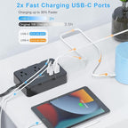 Flat Plug Power Strip Surge Protector, 5ft Ultra Thin Extension Cord - Image 4