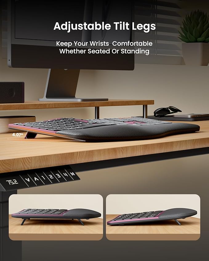 ProtoArc Ergonomic Wireless Keyboard Mouse, EKM01 Plus Full Size Ergo Bluetooth - Image 4
