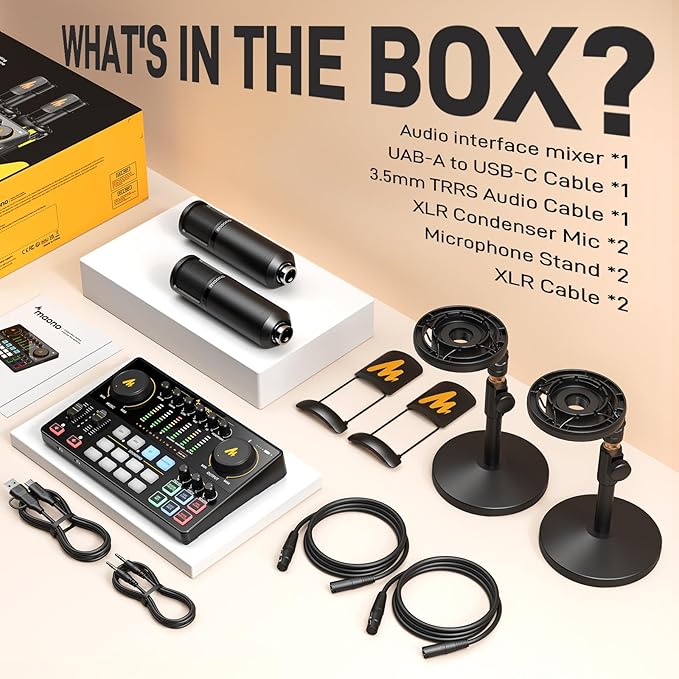 MAONO Podcast Equipment Bundle for 2: Audio Interface Mixer - Image 8