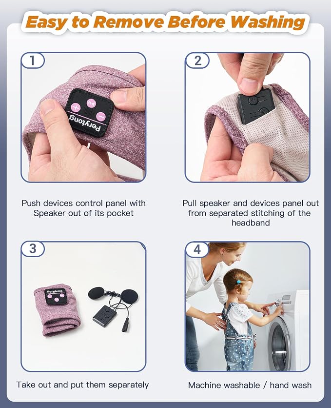 Perytong Sleep Headphones Bluetooth Headband, Headband Headphones - Image 6