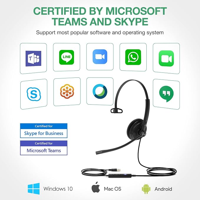 Yealink UH34 USB Headset with Noise Cancelling Mic, Work Headset - Image 7