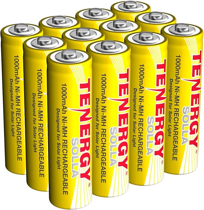 Tenergy Solla Rechargeable NiMH AA Battery, 1000mAh Solar Batteries by Tenergy