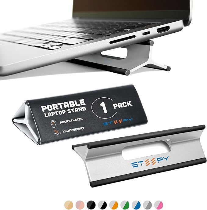 Steepy Portable Laptop Stand for Desk – Adjustable Height, & Portable Laptop by Steepy