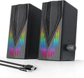 Computer Speakers with 6 Colorful RGB Lights, USB Powered 3.5mm Aux with Loud by Uakinat