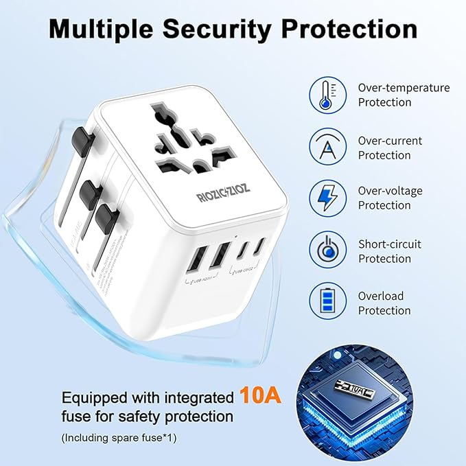 Universal Travel Adapter, RIOZIOZIOZ GaN III Worldwide Portable Adaptor - Image 6