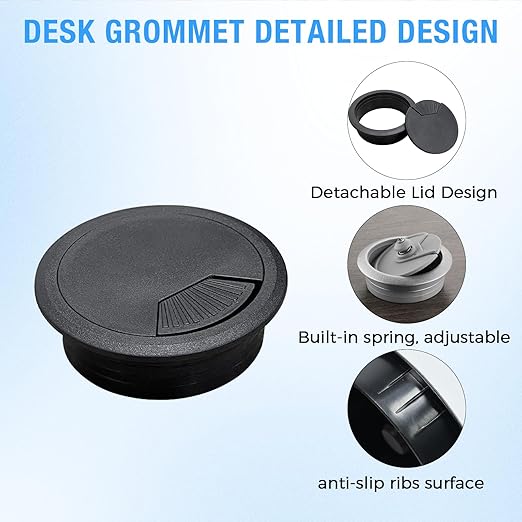 Desk Grommet 3-1/8", Desk Cord Hole Cover, Cable Grommet ABS Plastic, Desk Hole - Image 3