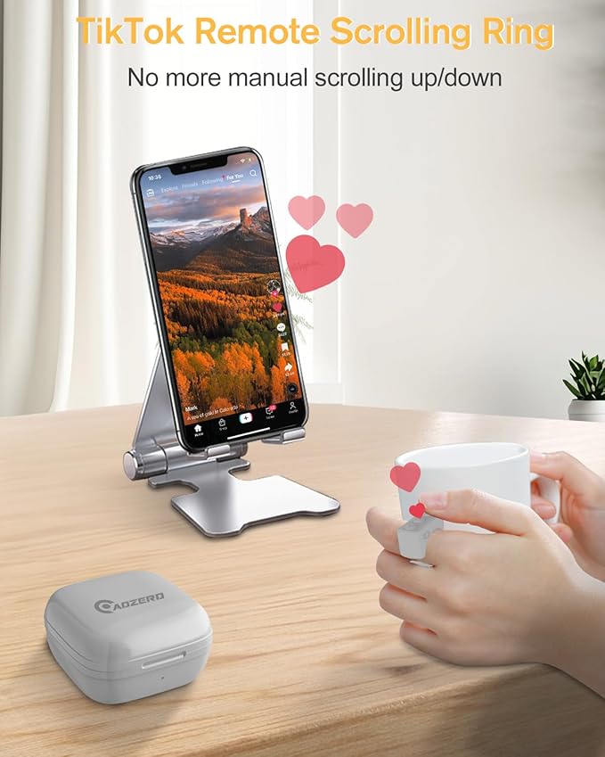 ADZERD Remote Control for TikTok, Page Turner for iPad iPhone, Scrolling Ring - Image 2