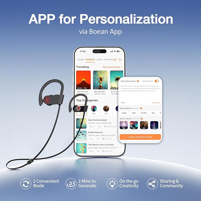 JOYWISE Bluetooth Wireless Headphones 16H Playtime Earbuds - Image 2