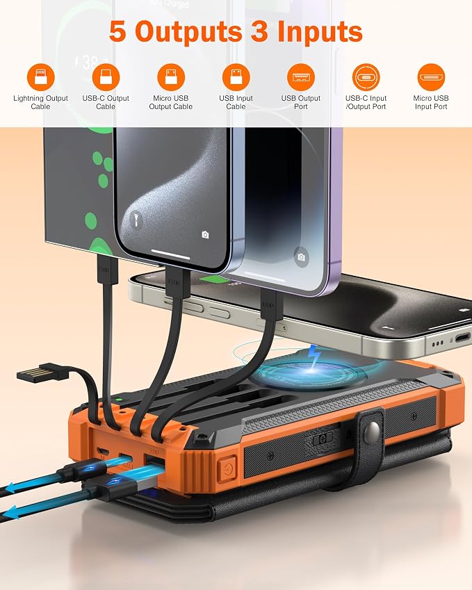 GOODaaa Power Bank Wireless Charger 36800mAh Solar Charger - Image 4