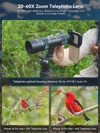 MIAO LAB 20-60X Zoom Telephoto Lens, High Power Telephoto Mobile Cell Phone Lens - Image 3