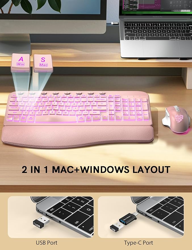 SABLUTE Ergonomic Wireless Keyboard and Mouse Combo - Image 5