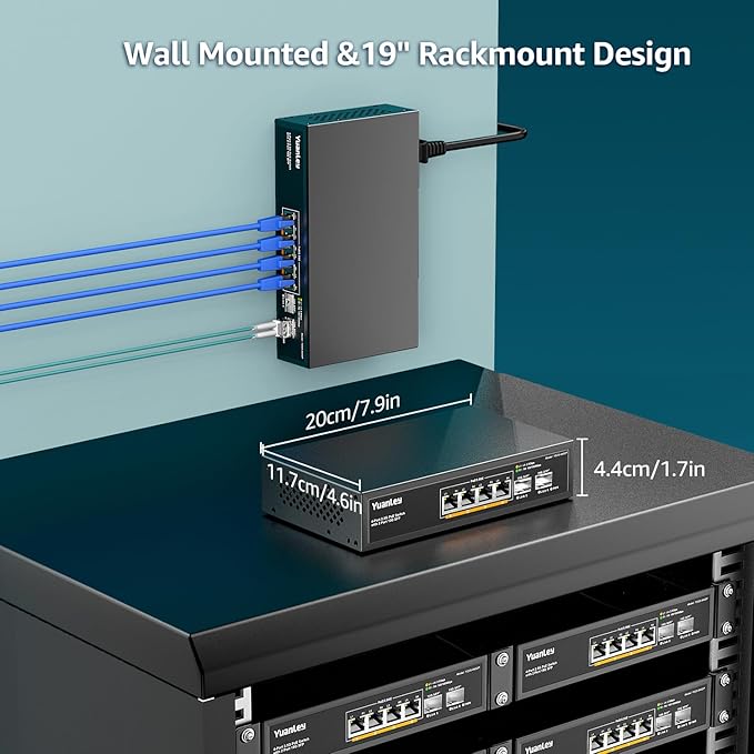 YuanLey 6 Port 2.5G PoE Switch Unmanaged, 4 x 2.5G Base-T PoE Ports, 2 x 10G SFP - Image 5