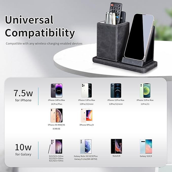 Wireless Charger with Desk Organizer, Wireless Charging Station - Image 3