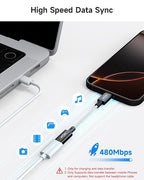 2 Pack 27W USB C to Lightning Cable Adapter, PD Fast Charging & Data Transfer - Image 6