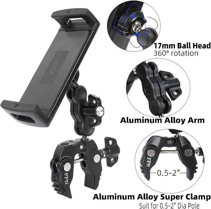 Tablet Holder for Microphone Stand/Treadmill/Spin Bike/Stroller/Golf - Image 3