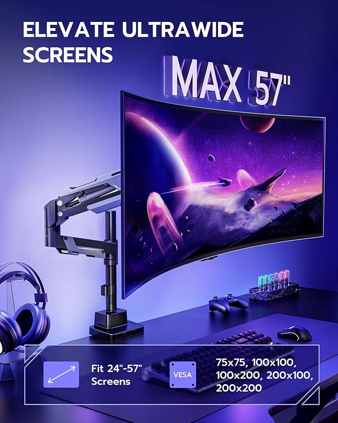 ARES WING Single Monitor Mount, Ultrawide Monitor Arm - Image 3