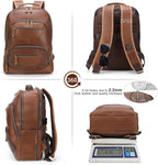 TIDING Brown Leather Travel Backpack - Image 2