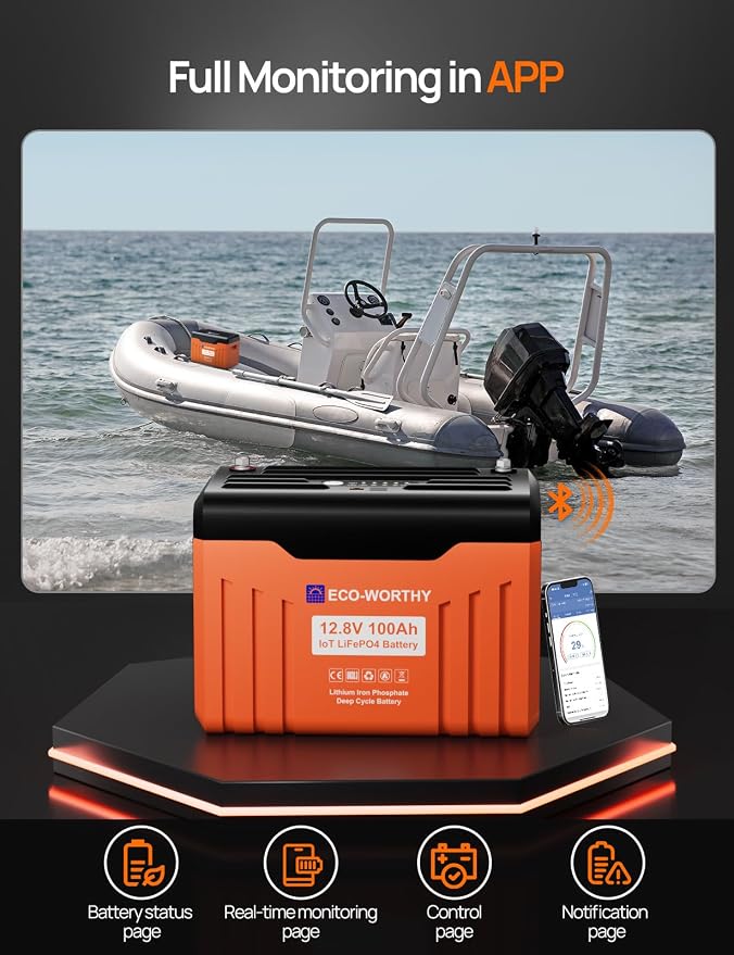 ECO-WORTHY 12V 100AH LiFePO4 Lithium Battery - Image 3