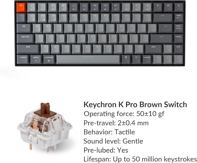 Keychron K2 75% Layout Bluetooth Wireless Mechanical Keyboard K Pro Brown - Image 6