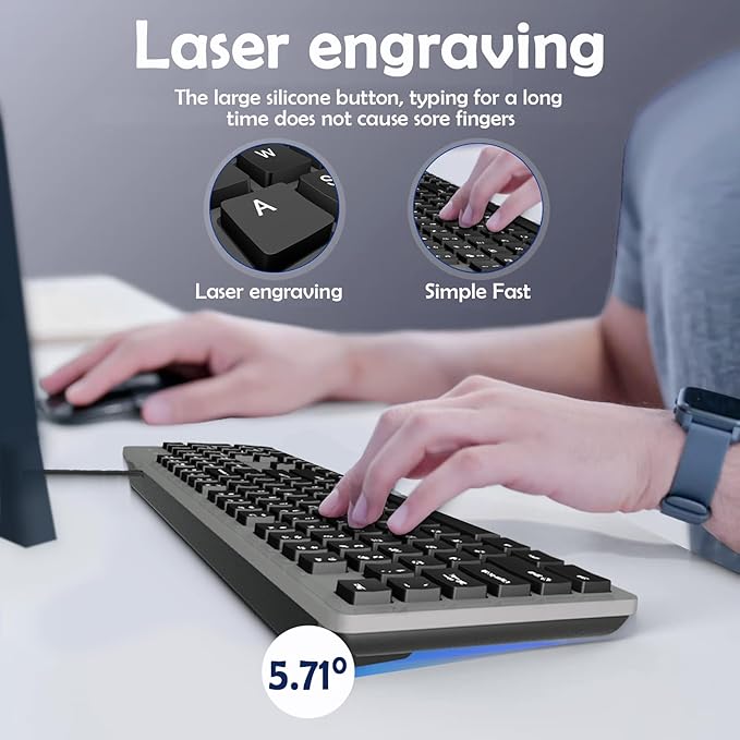 Wired Computers Keyboard with Cover Comfortable Hand Feel, Laser Engraved - Image 8