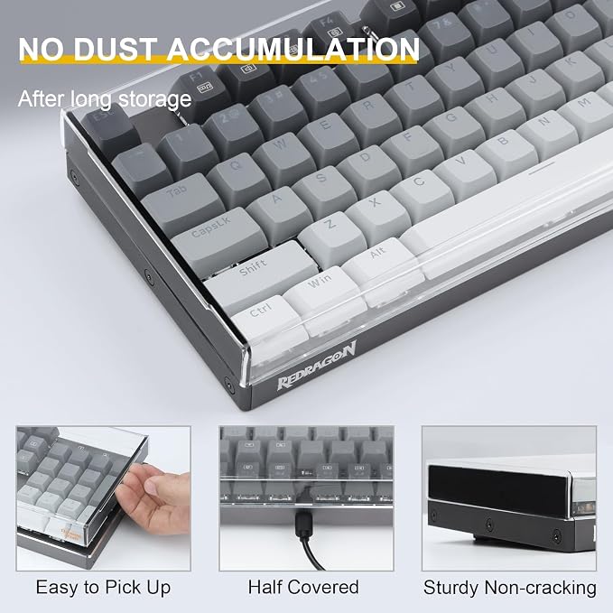 Redragon K556 Desing Wish Keyboard Cover, Water Resistant Half-Covered Acrylic - Image 3