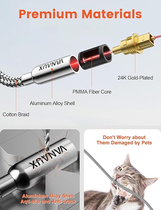VANAUX Digital Optical Audio Cable 49FT S/PDIF Toslink Cable Fiber Optic Cable - Image 4