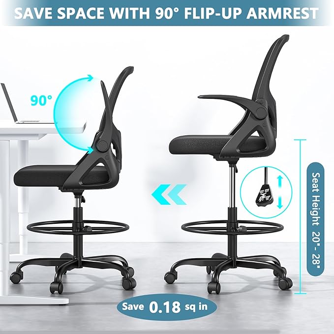 Tall Drafting Chair with Footrest Ring - Image 7