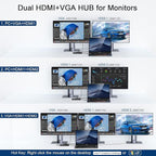 USB Docking Station GIQ USB C HUB USB 3.0 to Dual HDMI VGA Adapter Triple - Image 3