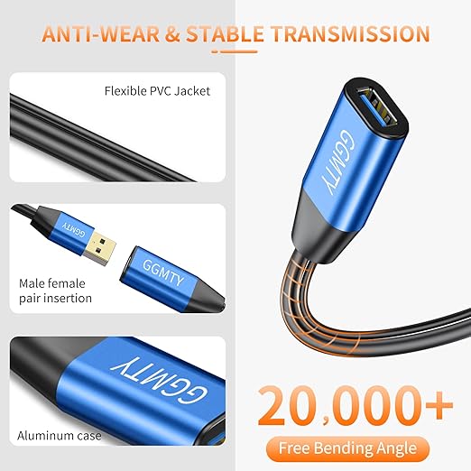 USB 2.0 Type A Male to A Female Active Repeater Extension Cable 30ft, High - Image 6