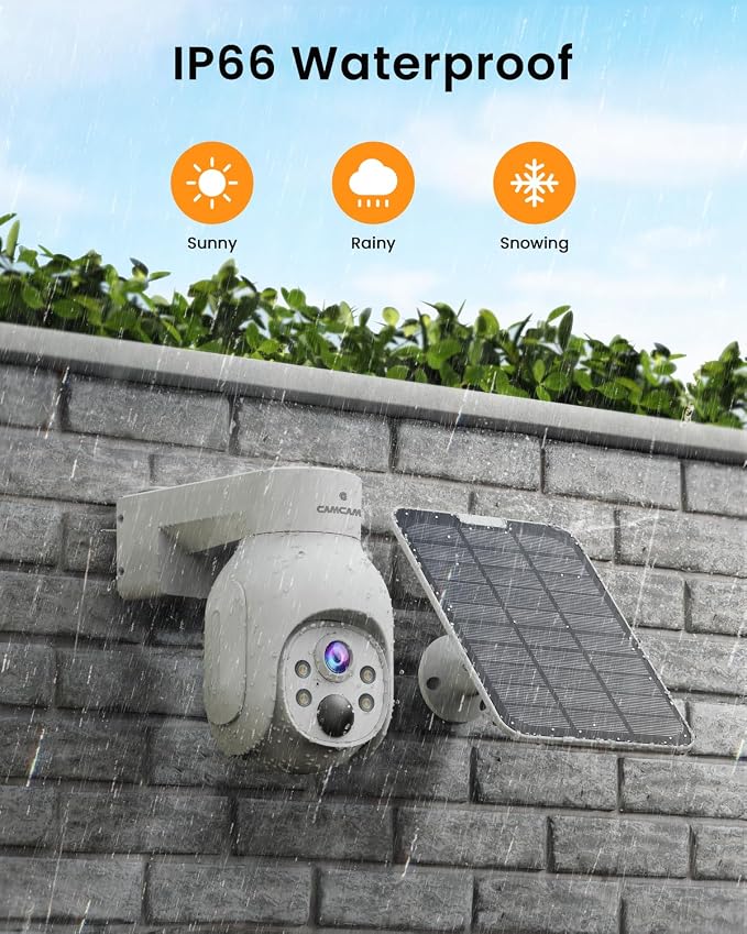Camcamp Wireless Security Camera System, Solar Powered PTZ 4MP 6 Cam-kit Camera - Image 9