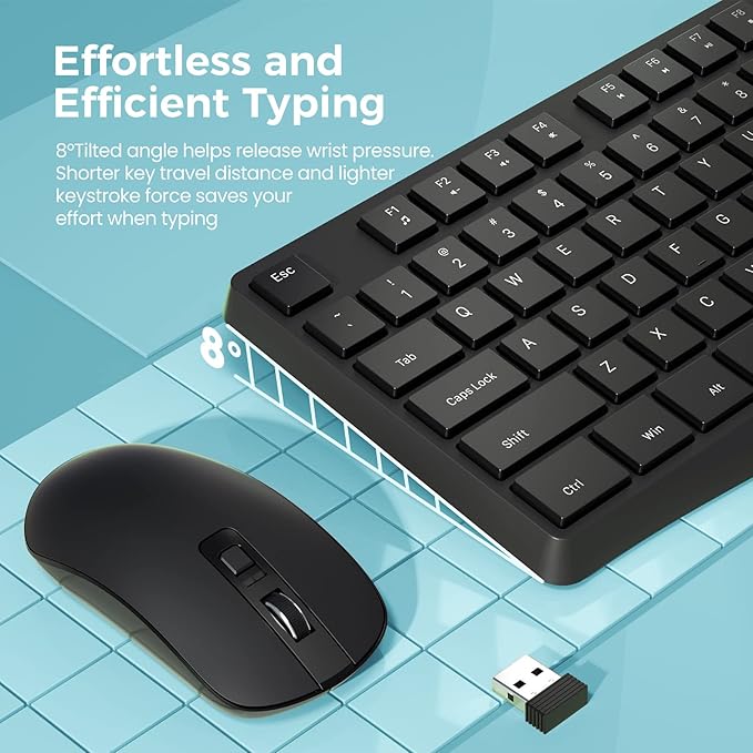 Wireless Keyboard and Mouse Combo, Lovaky 2.4G Full-Sized Ergonomic Keyboard - Image 2